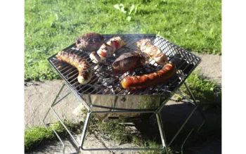 Sammenleggbar sekskantet kullgrill / bålpanne