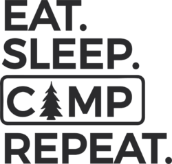 Eat Sleep Camp Repeat (klistremerke)