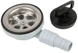 Bunnventil/avløp til vask, 25 mm/20 mm stuss (type e)