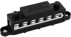 Busbar 6 pos negativ / sort